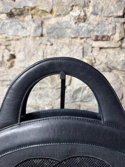 Chanel Tragetasche aus Leinen und Leder – Schwarz