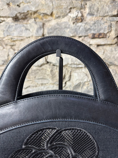 Chanel Tragetasche aus Leinen und Leder – Schwarz
