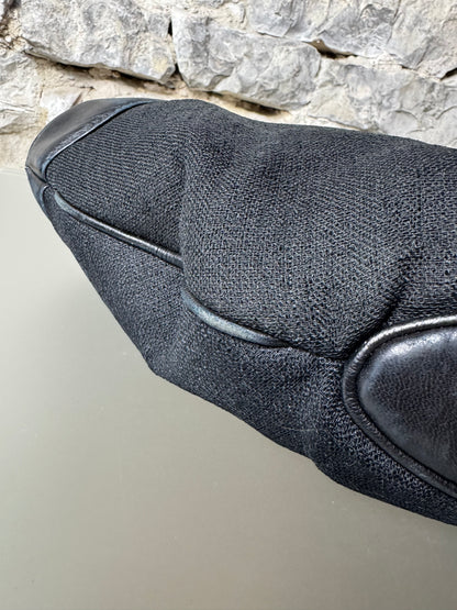 Chanel Tragetasche aus Leinen und Leder – Schwarz