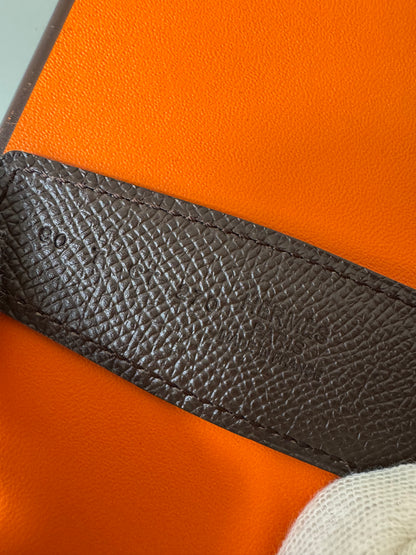 Hermès Boucle de Ceinture H Striée &amp; Cuir de Ceinture Réversible 90 cm