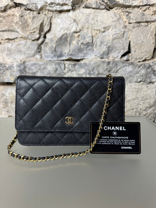 Chanel Timeless Wallet On Chain Lammleder Schwarz