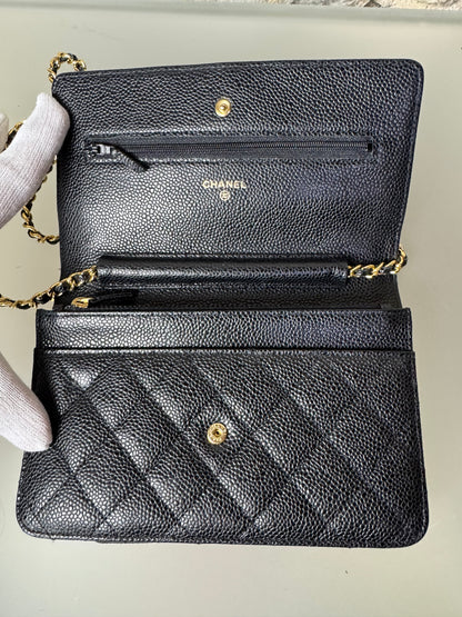 Chanel Timeless Wallet On Chain Lammleder Schwarz