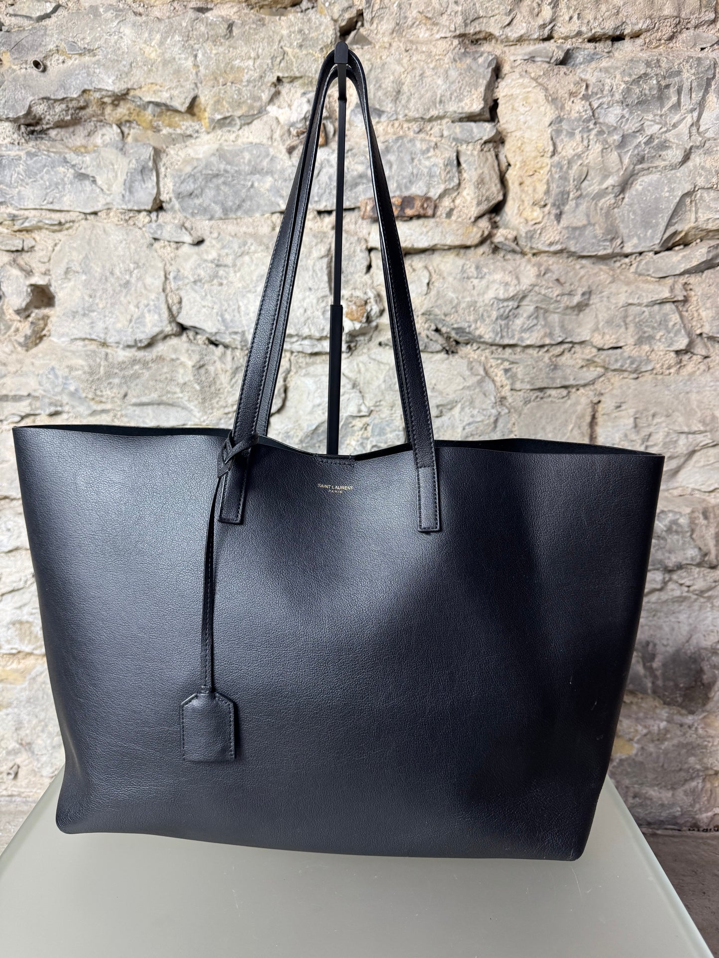 Saint Laurent Shopper Tasche Schwarz Leder mit Clutch