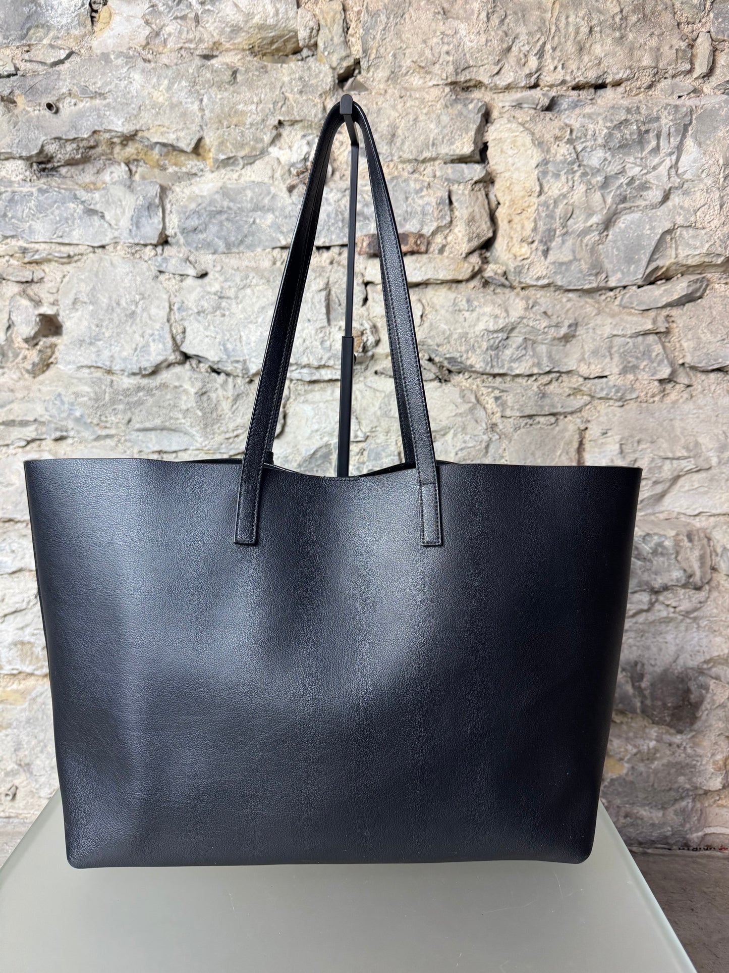 Saint Laurent Shopper Tasche Schwarz Leder mit Clutch