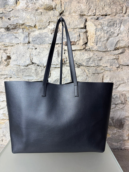 Saint Laurent Shopper Tasche Schwarz Leder mit Clutch