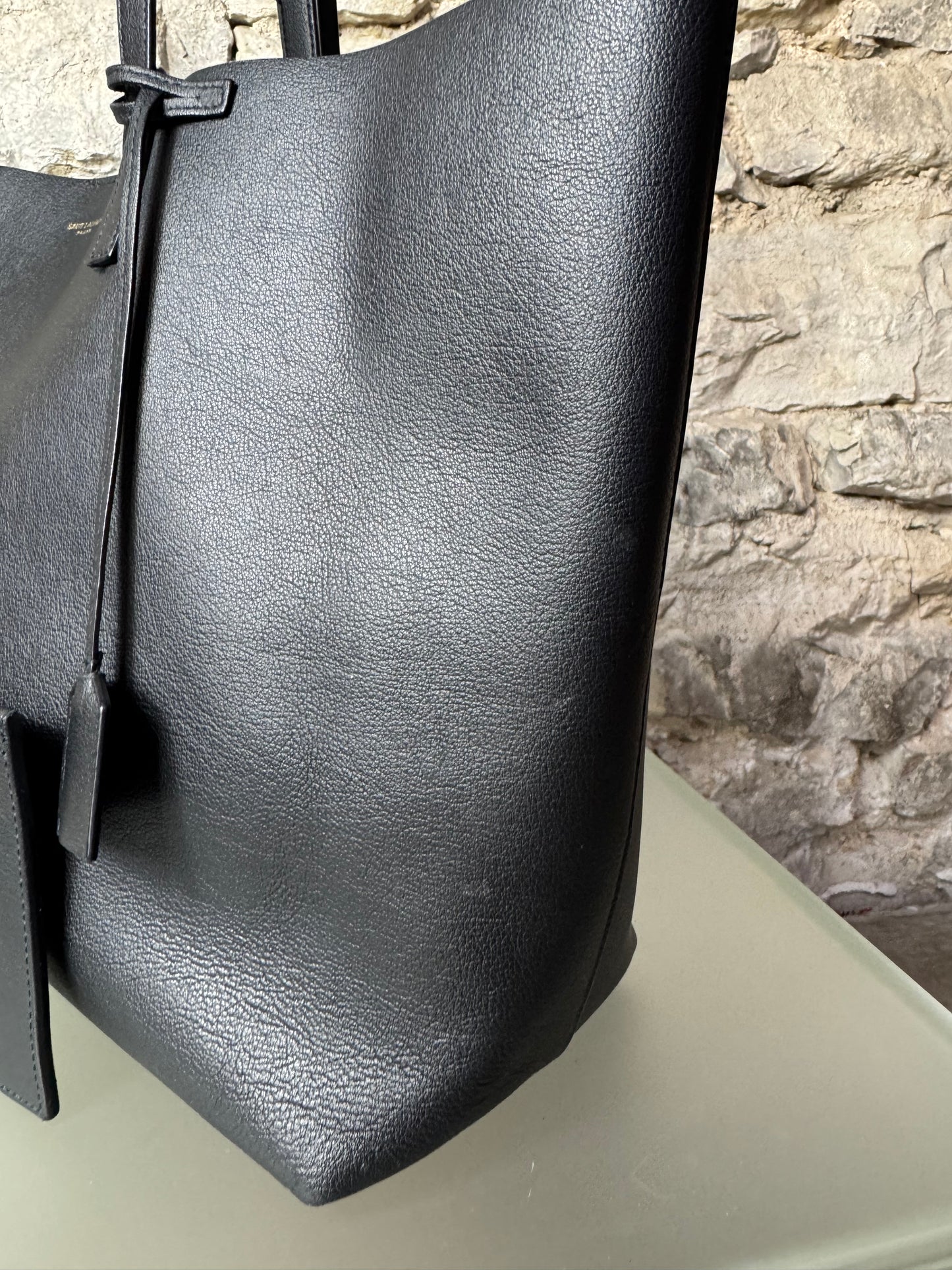 Saint Laurent Shopper Tasche Schwarz Leder mit Clutch