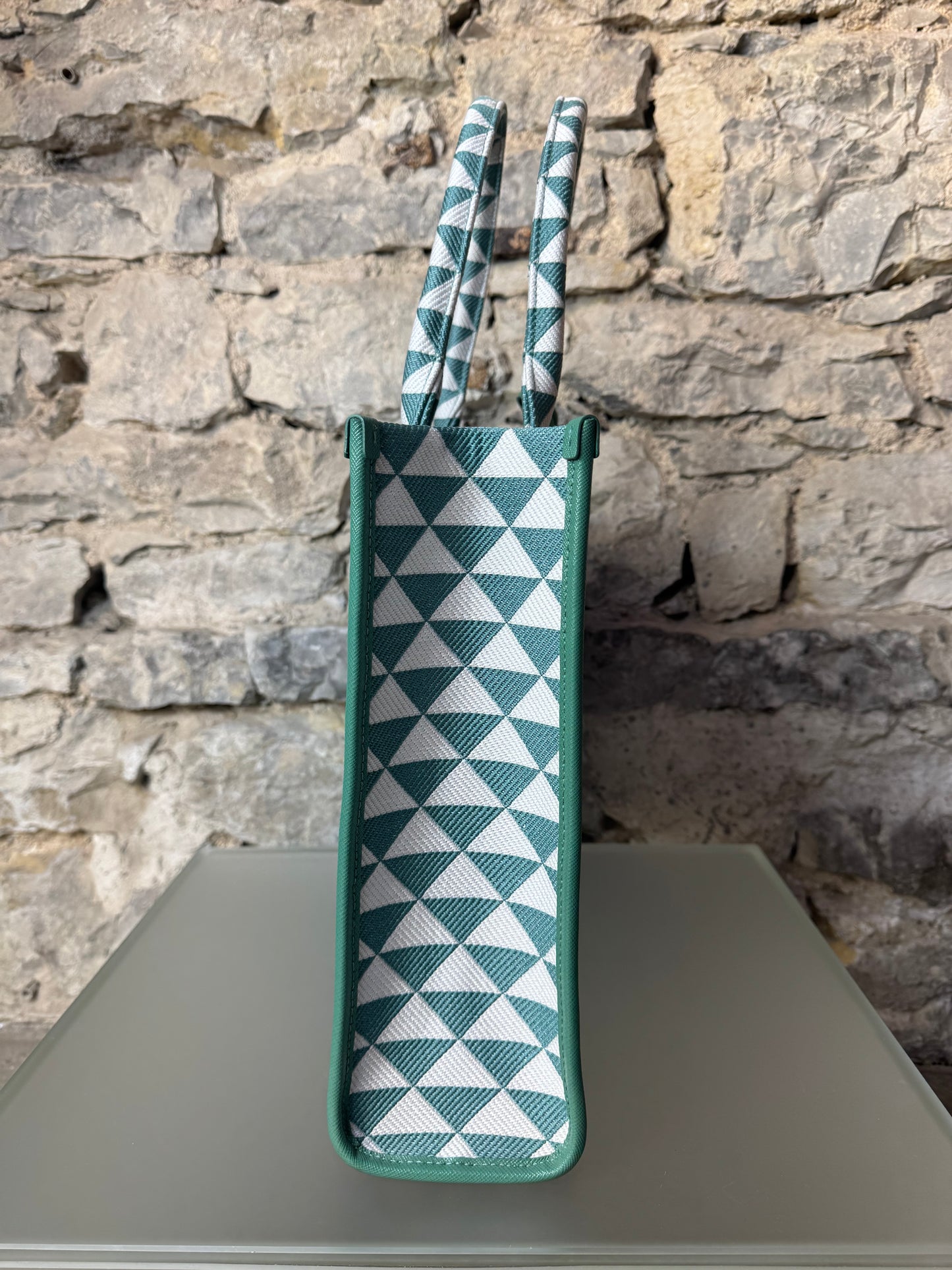 Prada Triangolo Jacquard Handtasche Weiß Grün