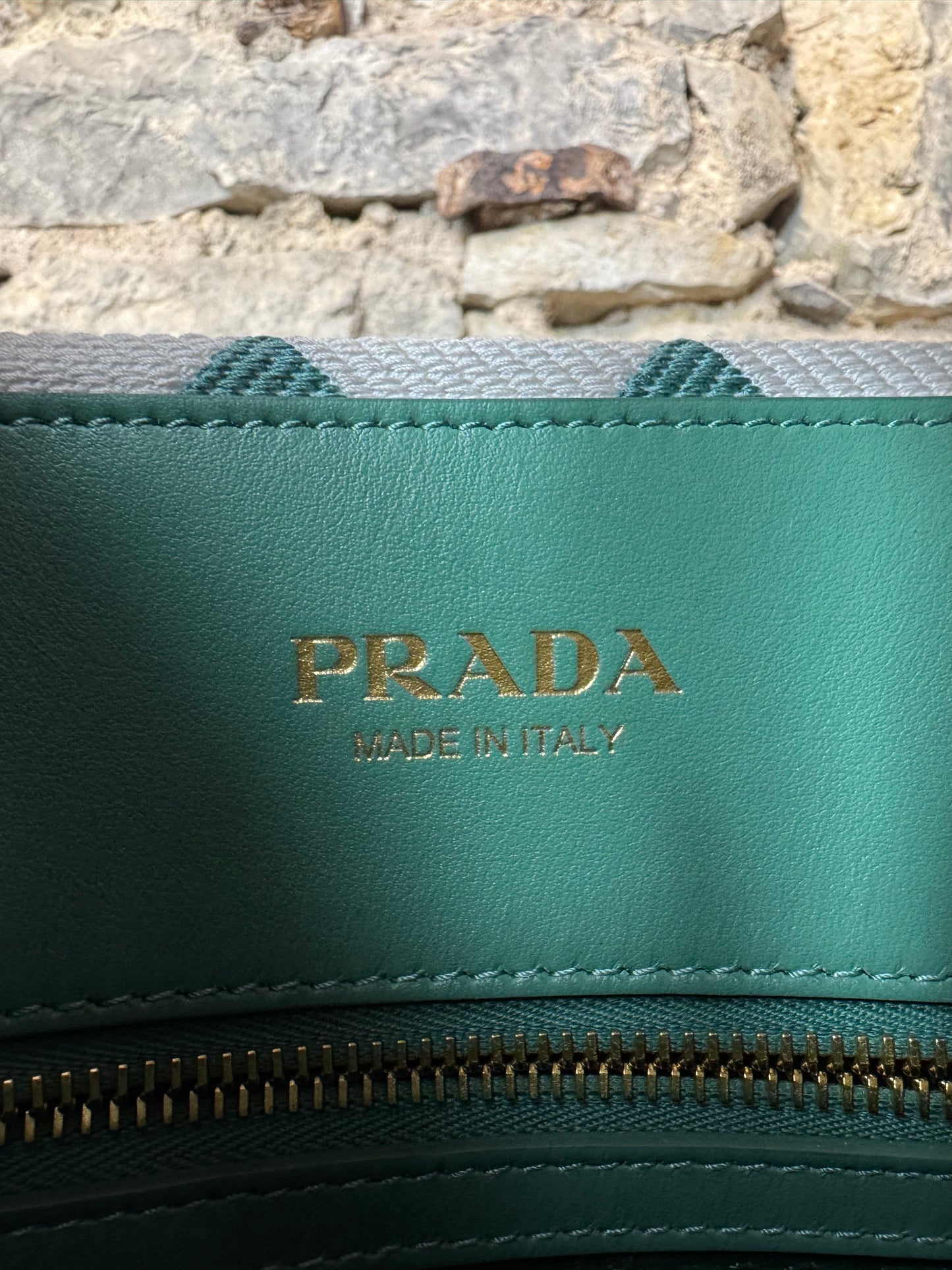 Prada Triangolo Jacquard Handtasche Weiß Grün