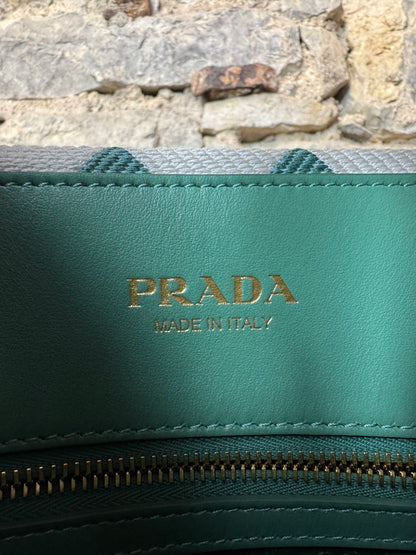 Prada Triangolo Jacquard Handtasche Weiß Grün