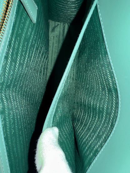 Prada Triangolo Jacquard Handtasche Weiß Grün