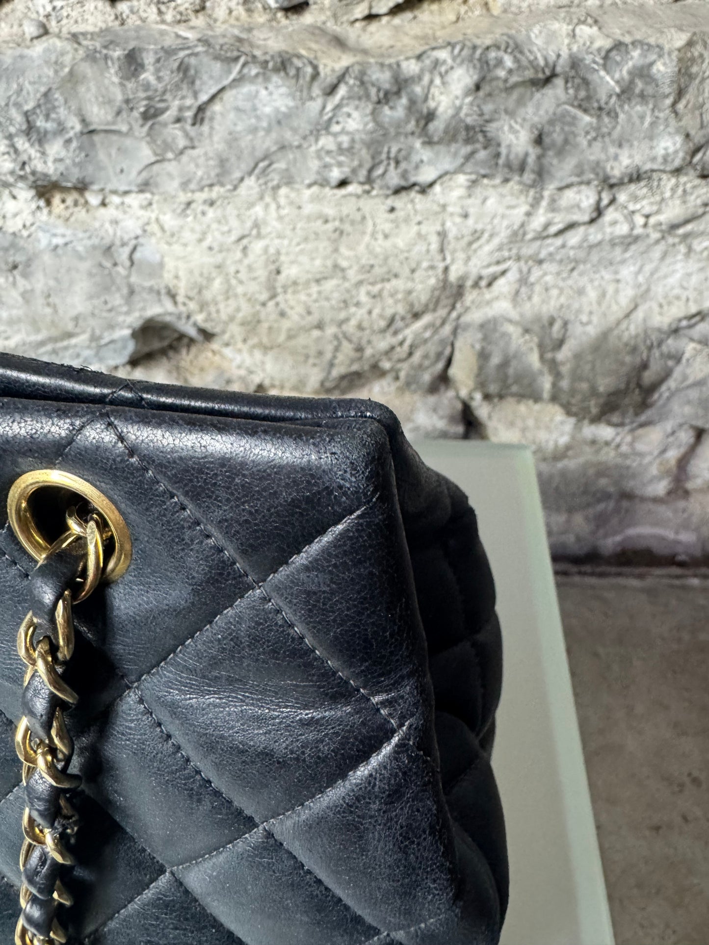 Chanel Vintage CC Chain Shoulder Bag Schwarz