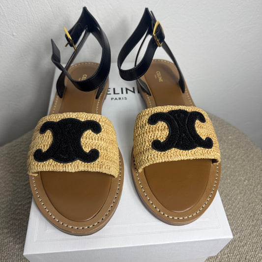Celine Clea Triomphe Sandals - Size 41.5