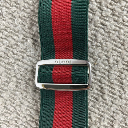 Gucci Elastik Gürtel – Web Stripe Grün/Rot – 80 cm