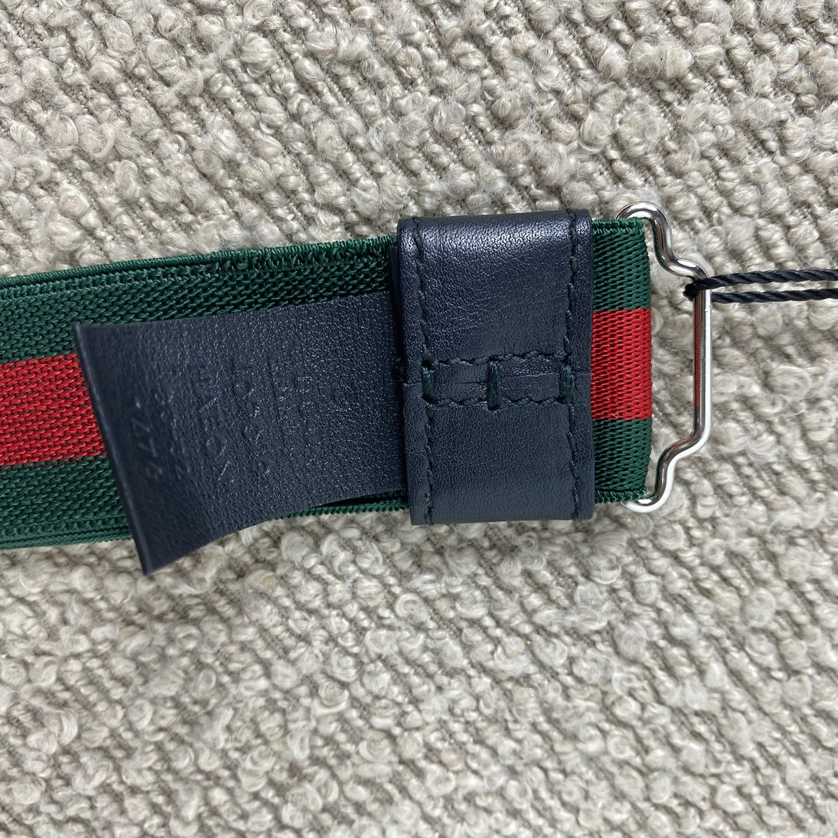 Gucci Elastik Gürtel – Web Stripe Grün/Rot – 80 cm