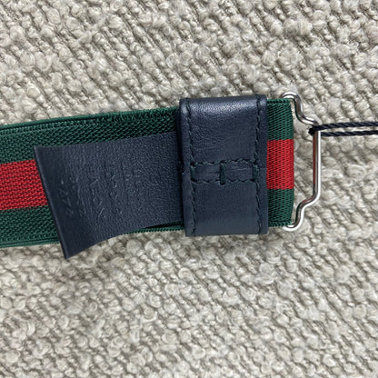 Gucci Elastik Gürtel – Web Stripe Grün/Rot – 80 cm