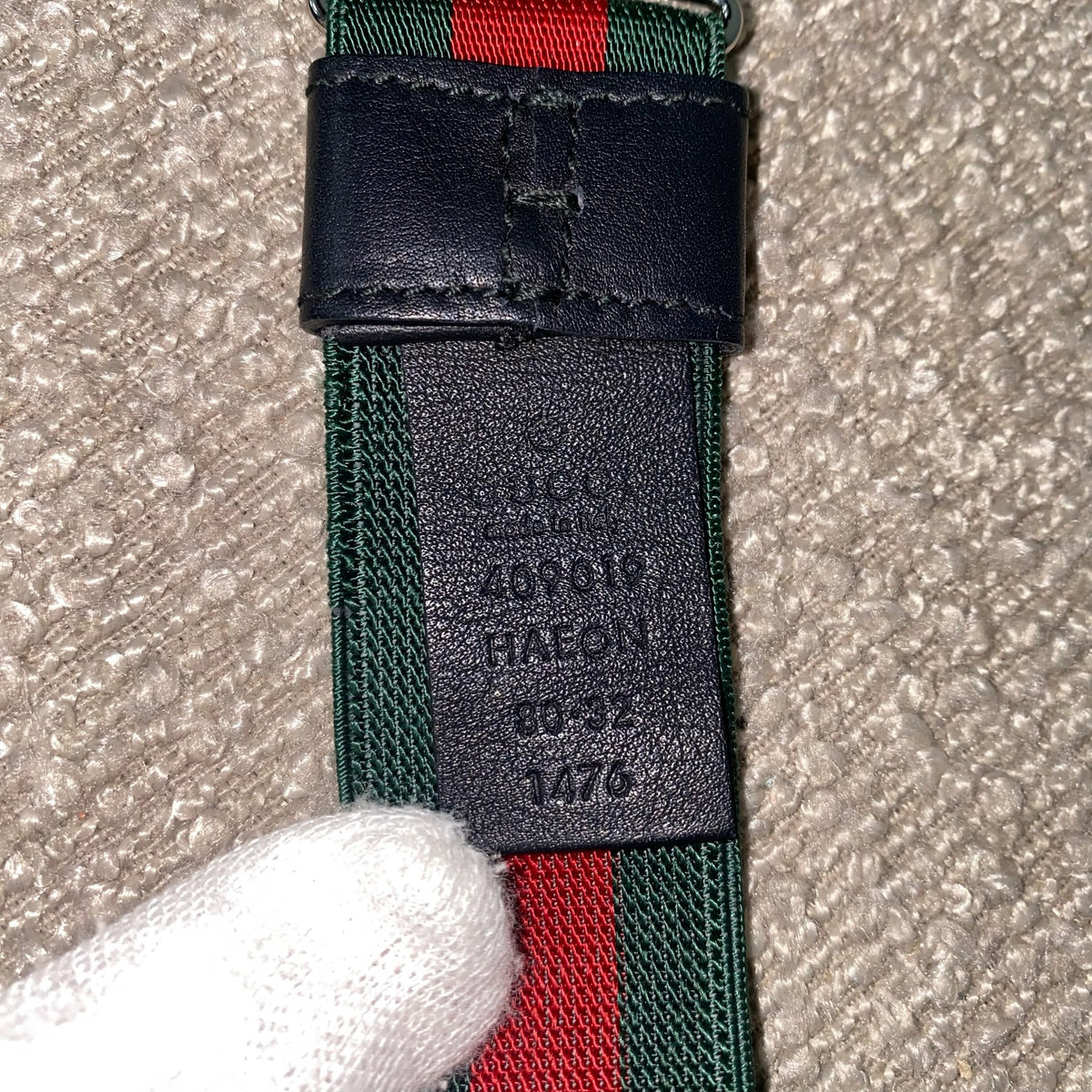 Gucci Elastik Gürtel – Web Stripe Grün/Rot – 80 cm