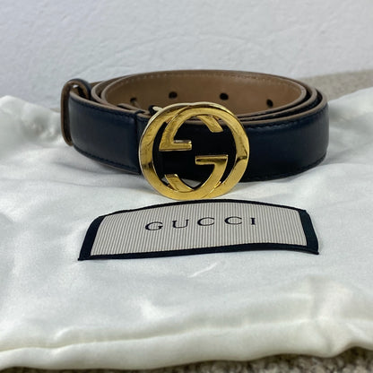 Gucci Gürtel mit Interlocking G Schnalle – Schwarz – 80 cm