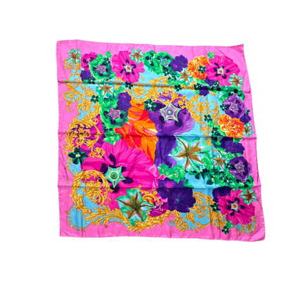 Foulard en soie Versace Vintage floral baroque carré