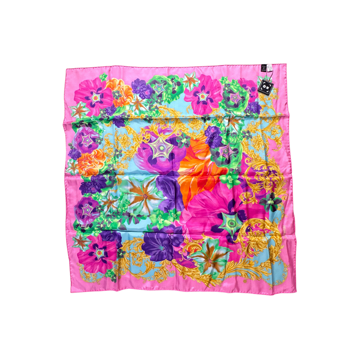 Foulard en soie Versace Vintage floral baroque carré