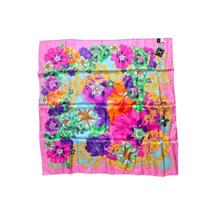 Foulard en soie Versace Vintage floral baroque carré