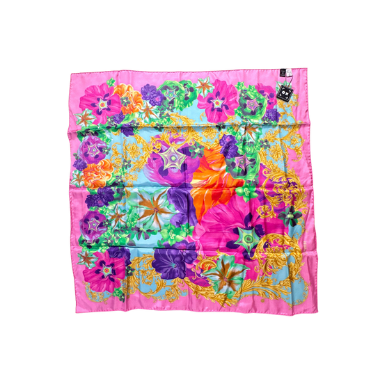 Foulard en soie Versace Vintage floral baroque carré