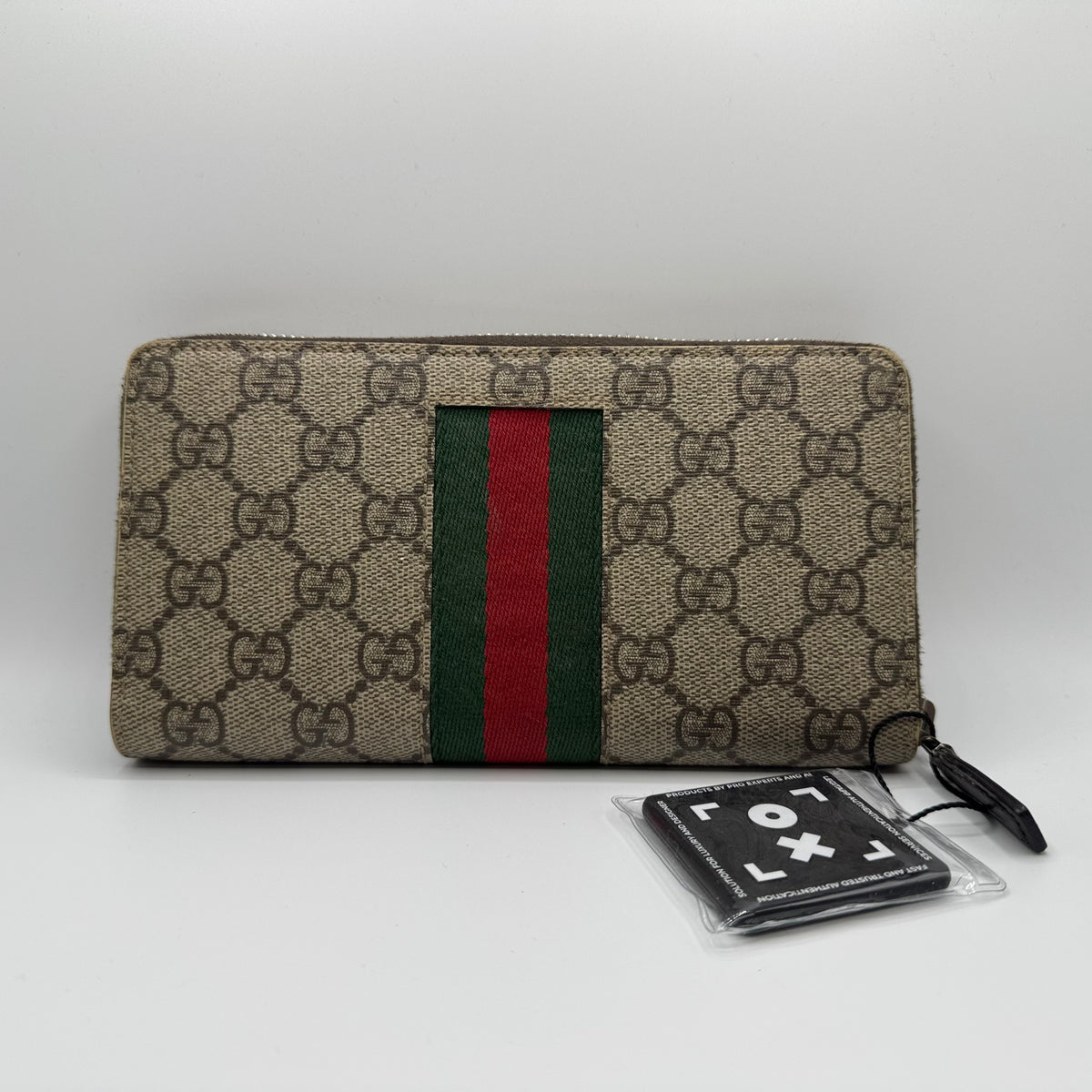 Gucci Ophidia GG Zip Around Geldbeutel – Beige/Ebony