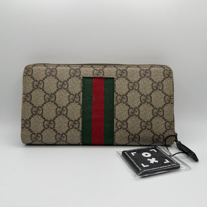 Gucci Ophidia GG Zip Around Geldbeutel – Beige/Ebony