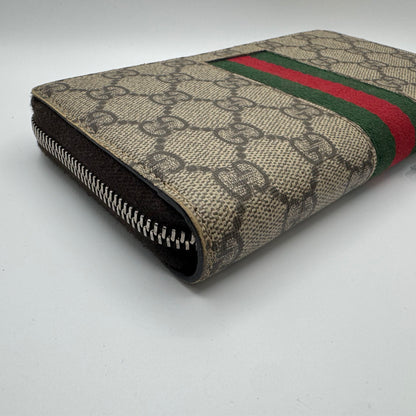 Gucci Ophidia GG Zip Around Geldbeutel – Beige/Ebony