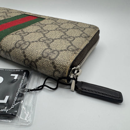 Gucci Ophidia GG Zip Around Geldbeutel – Beige/Ebony