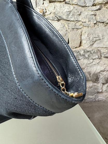 Chanel Tragetasche aus Leinen und Leder – Schwarz - BagAffair