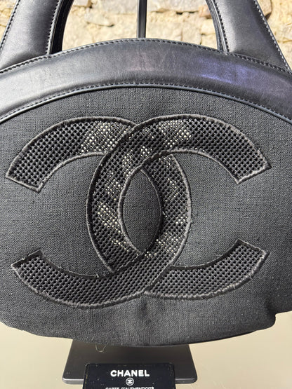 Chanel Tragetasche aus Leinen und Leder – Schwarz - BagAffair