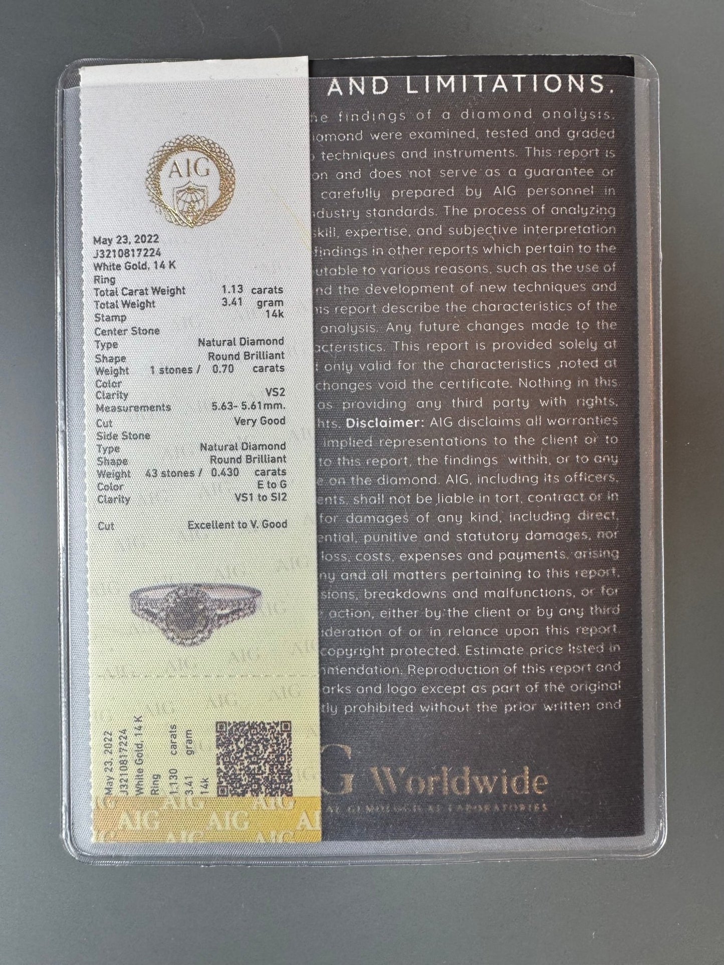 Exklusiver Diamantring aus 14K Weißgold mit Fancy Deep Yellowish Grey Diamant & Brillanten - BagAffair