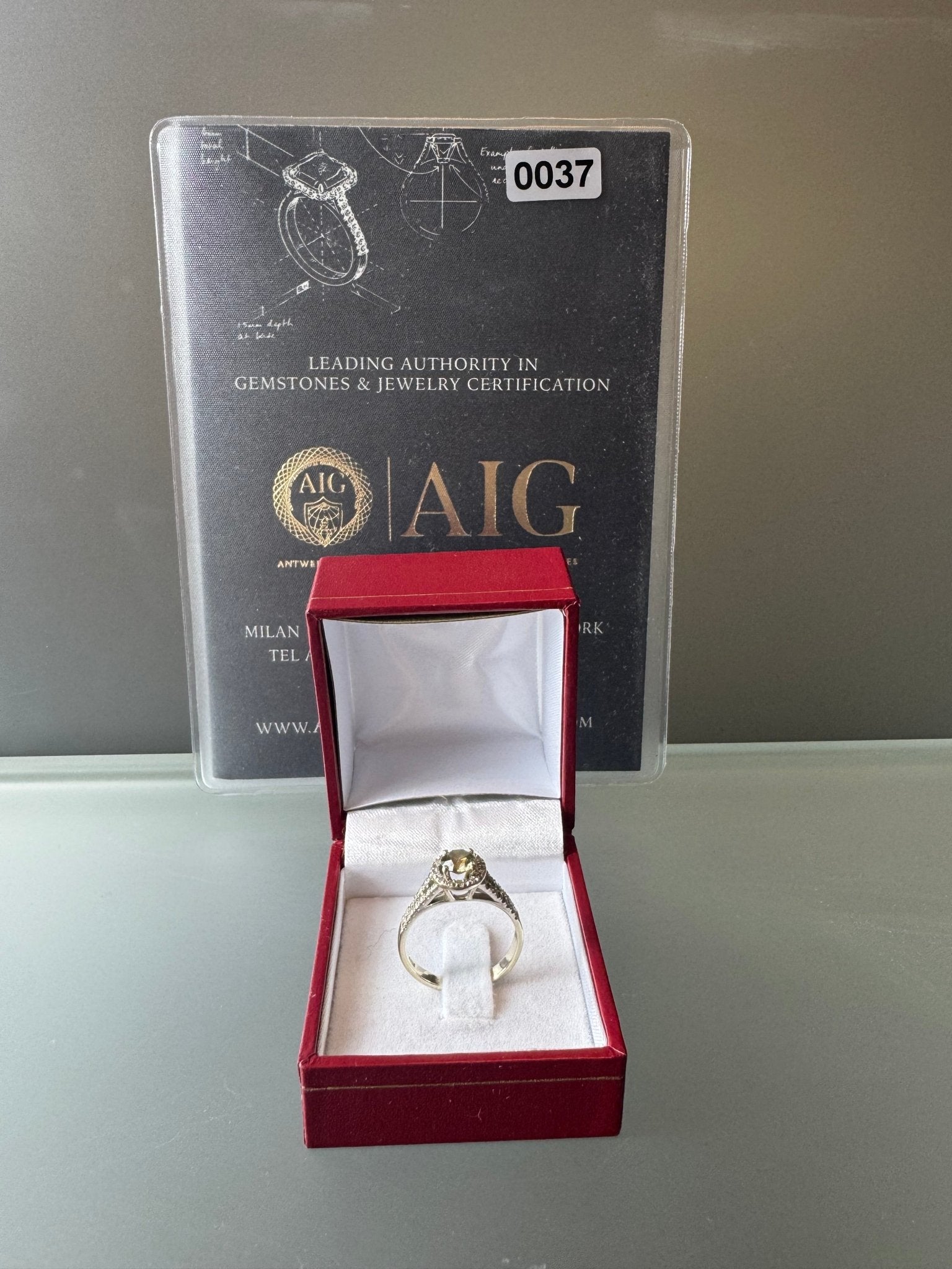 Exklusiver Diamantring aus 14K Weißgold mit Fancy Deep Yellowish Grey Diamant & Brillanten - BagAffair