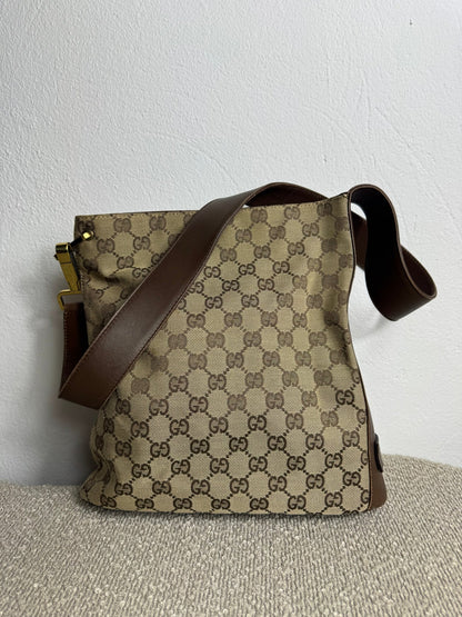 Gucci GG Canvas Shoulder Bag Beige - BagAffair