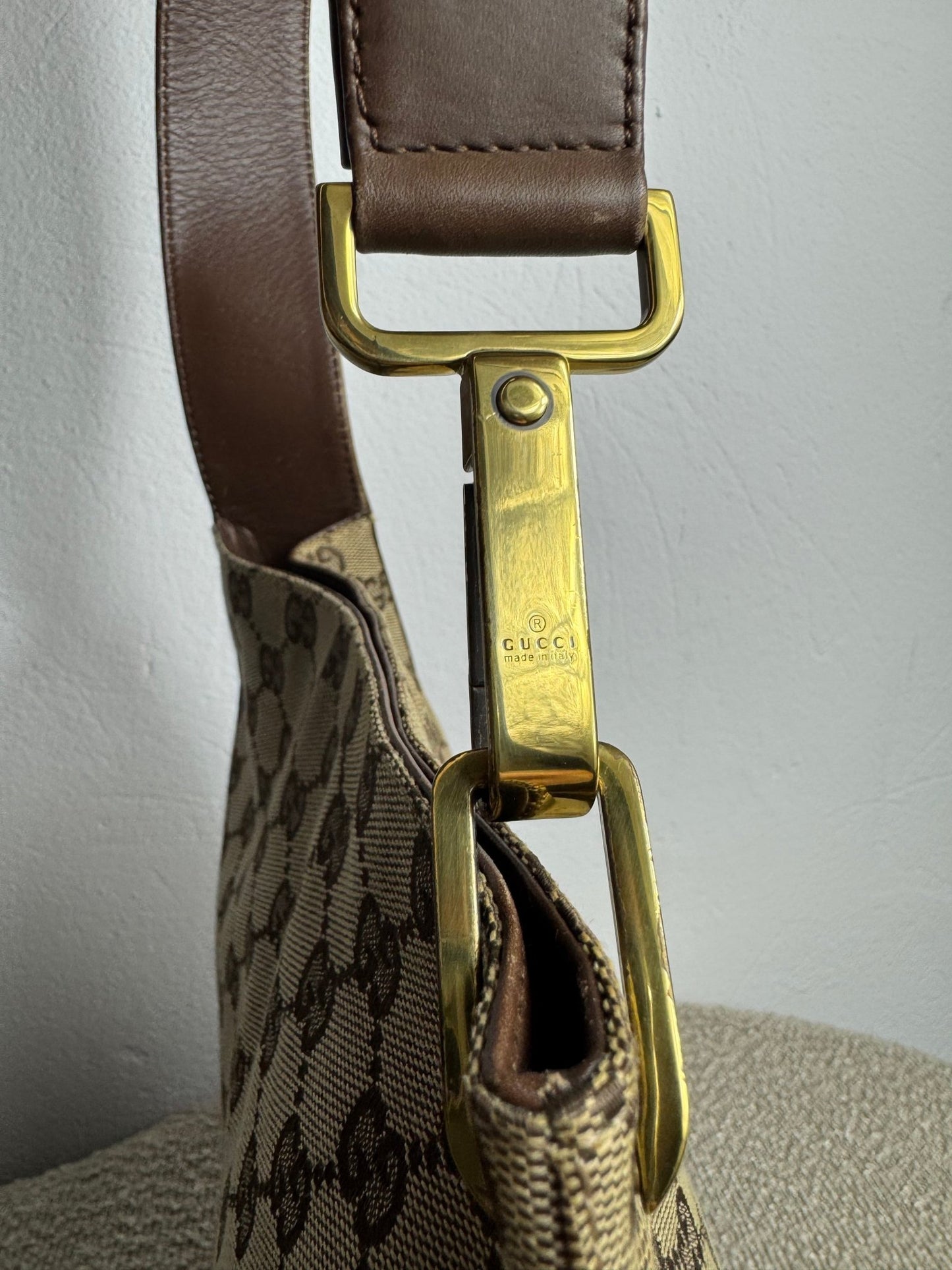 Gucci GG Canvas Shoulder Bag Beige - BagAffair