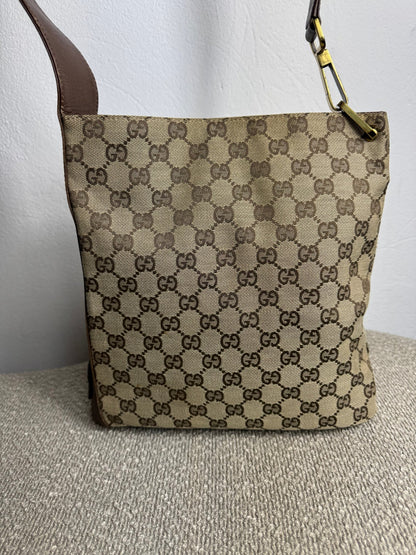 Gucci GG Canvas Shoulder Bag Beige - BagAffair