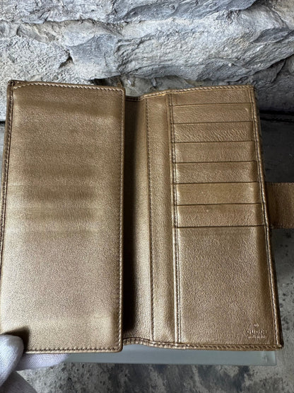 Gucci Vintage GG Canvas Geldbeutel Beige/Gold - BagAffair