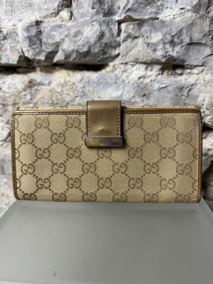 Gucci Vintage GG Canvas Geldbeutel Beige/Gold - BagAffair
