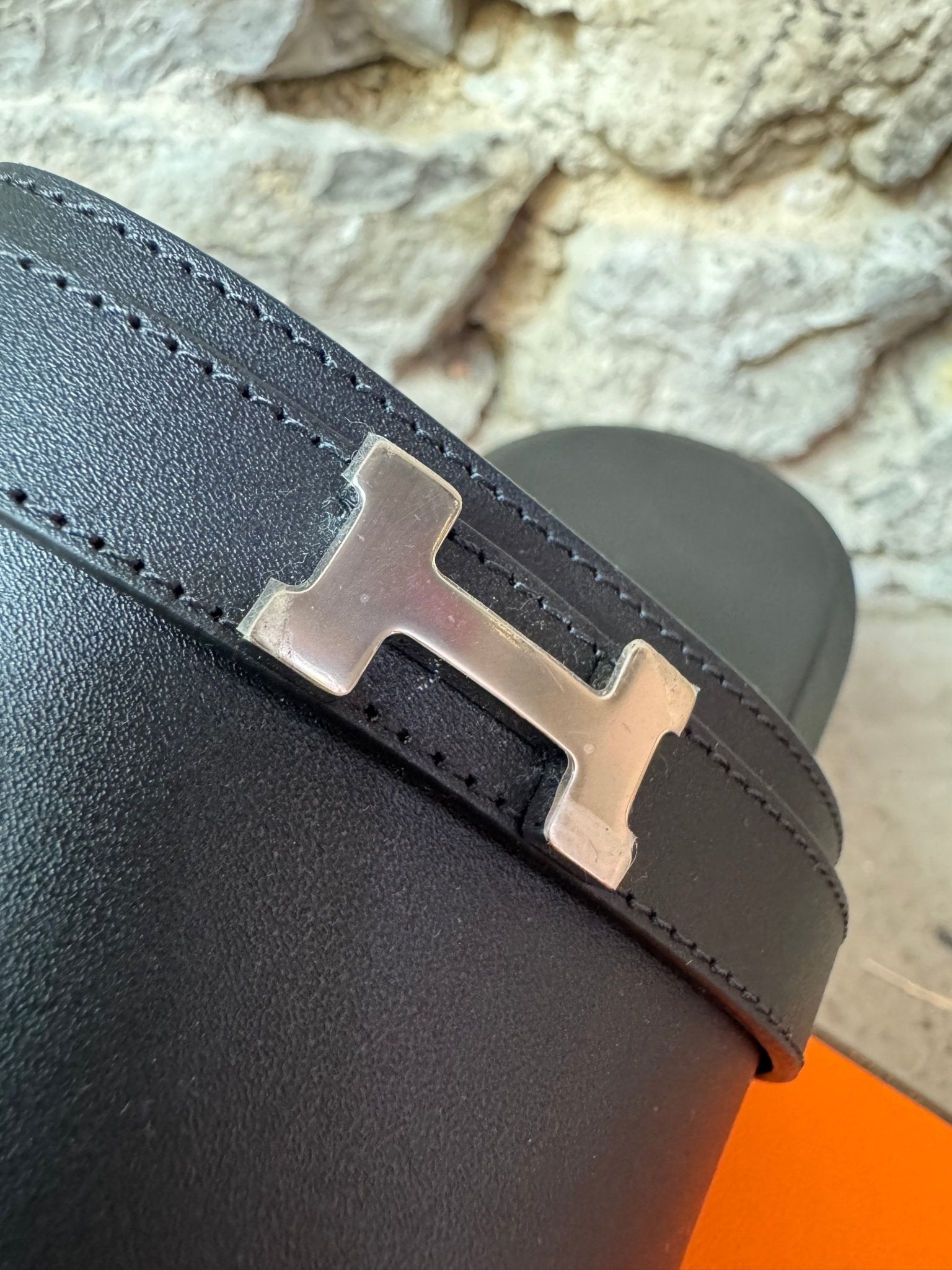 Hermès Sandale Homme Joao Veau Noir - BagAffair