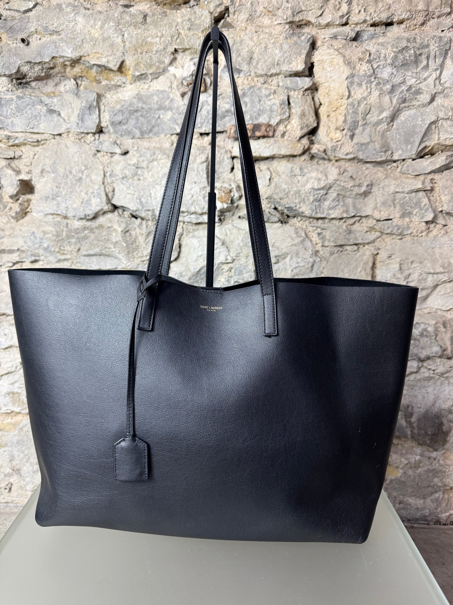 Saint Laurent Shopper Tasche Schwarz Leder mit Clutch - BagAffair