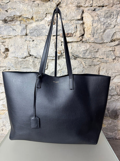 Saint Laurent Shopper Tasche Schwarz Leder mit Clutch - BagAffair