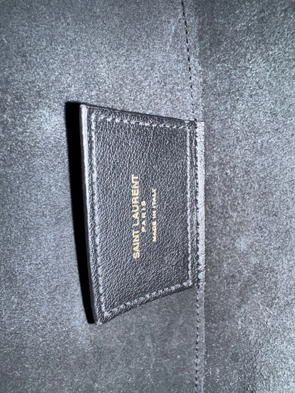 Saint Laurent Shopper Tasche Schwarz Leder mit Clutch - BagAffair